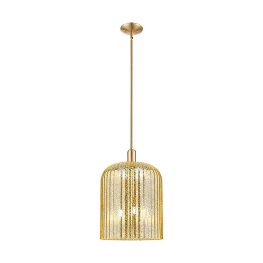 Innovations Bridal Veil 12in 1-Light Mini Pendant | Industrial Champagne Bronze Steel and Mercury Ribbed Glass | Kitchen | Model 716-3S-CB-G559-12ME