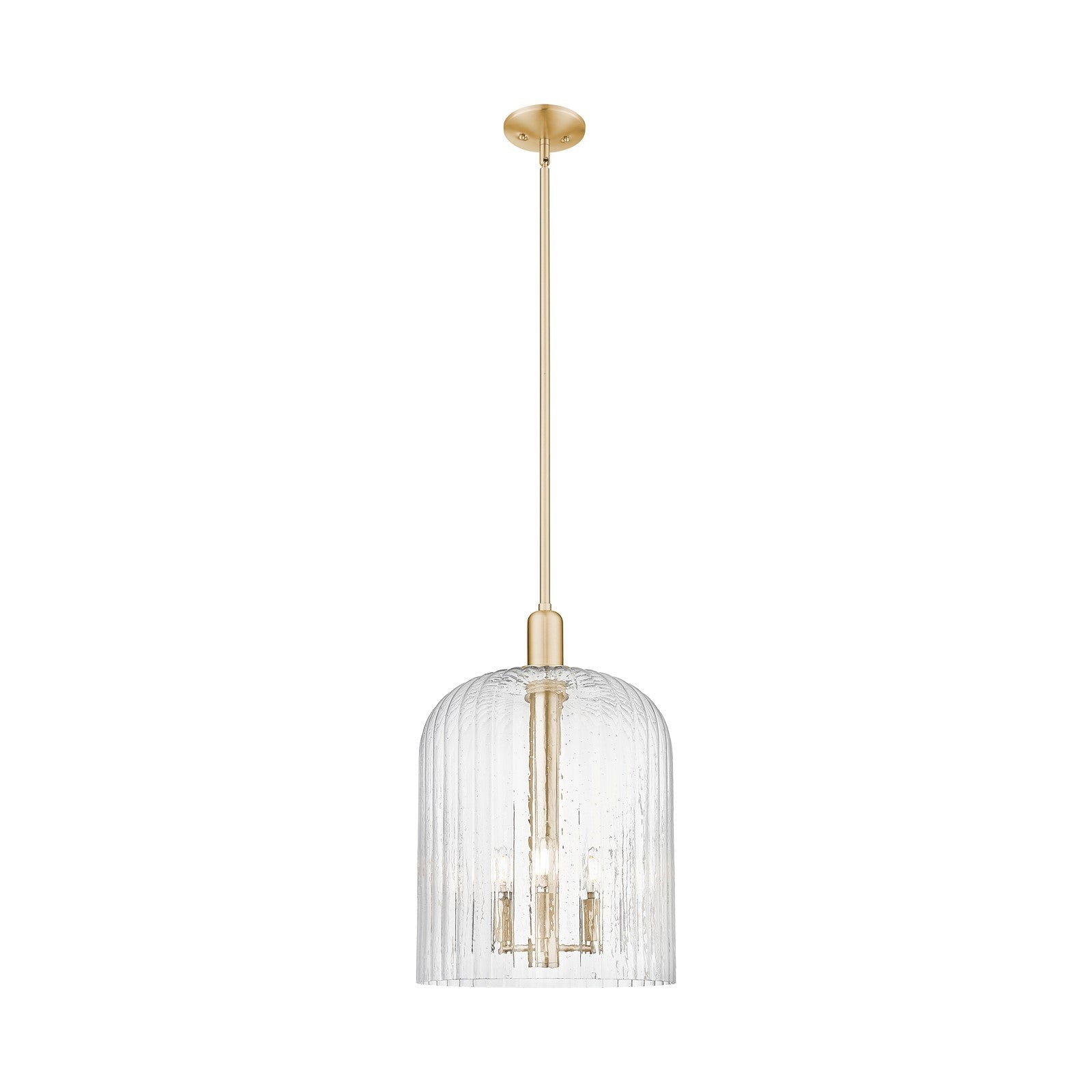 Innovations Bridal Veil 12in 1-Light Mini Pendant | Industrial Champagne Bronze Steel and Seedy Ribbed Glass | Kitchen Island | Model 716-3S-CB-G559-12SDY