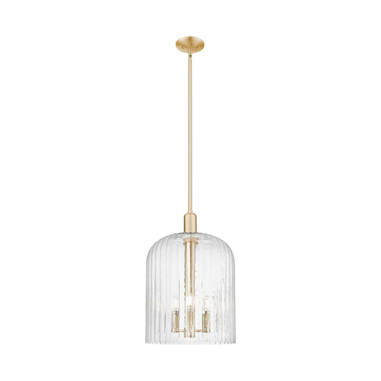 Innovations Bridal Veil 12in 1-Light Mini Pendant | Industrial Champagne Bronze Steel and Seedy Ribbed Glass | Kitchen Island | Model 716-3S-CB-G559-12SDY