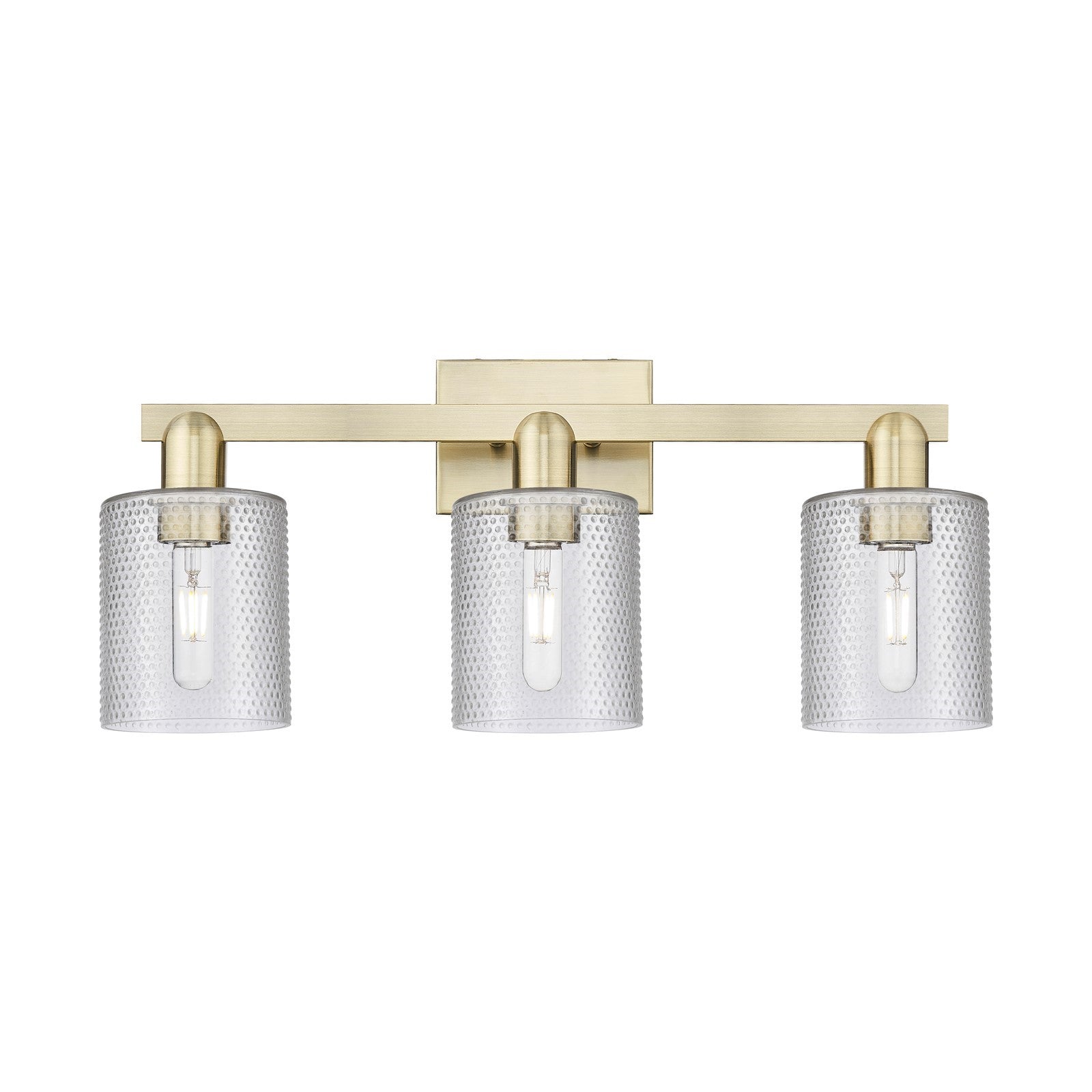 Innovations Cobbleskill 24in 3-Light Bath Vanity Light | Industrial Antique Brass and Clear Glass | Bathroom Vanity | 24 x 10.75 x | Model 716-3W-AB-G112