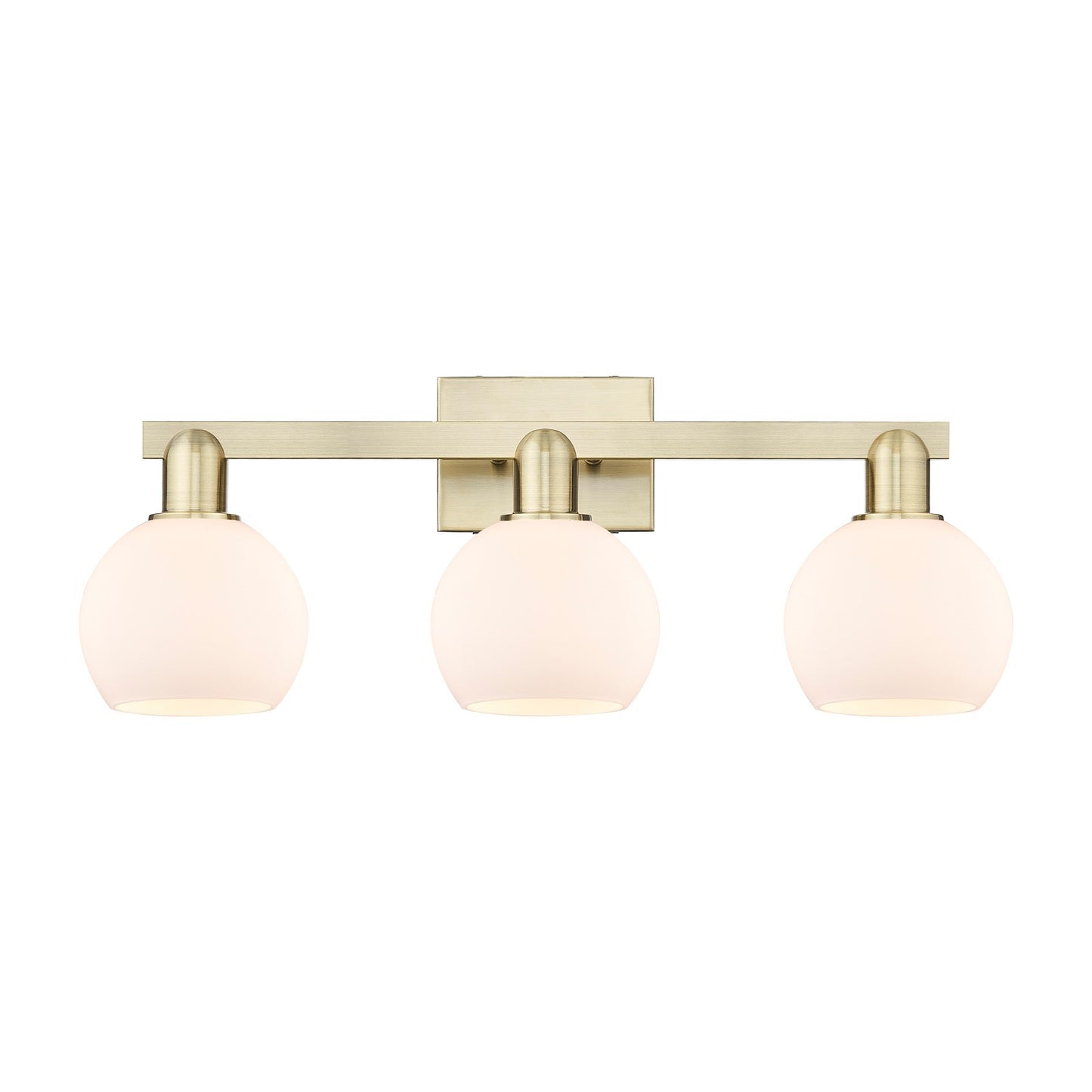 Innovations Athens 25in 3-Light Bath Vanity Light | Industrial Antique Brass and Matte White Glass | Bathroom Vanity | 24.88 x | Model 716-3W-AB-G121-6