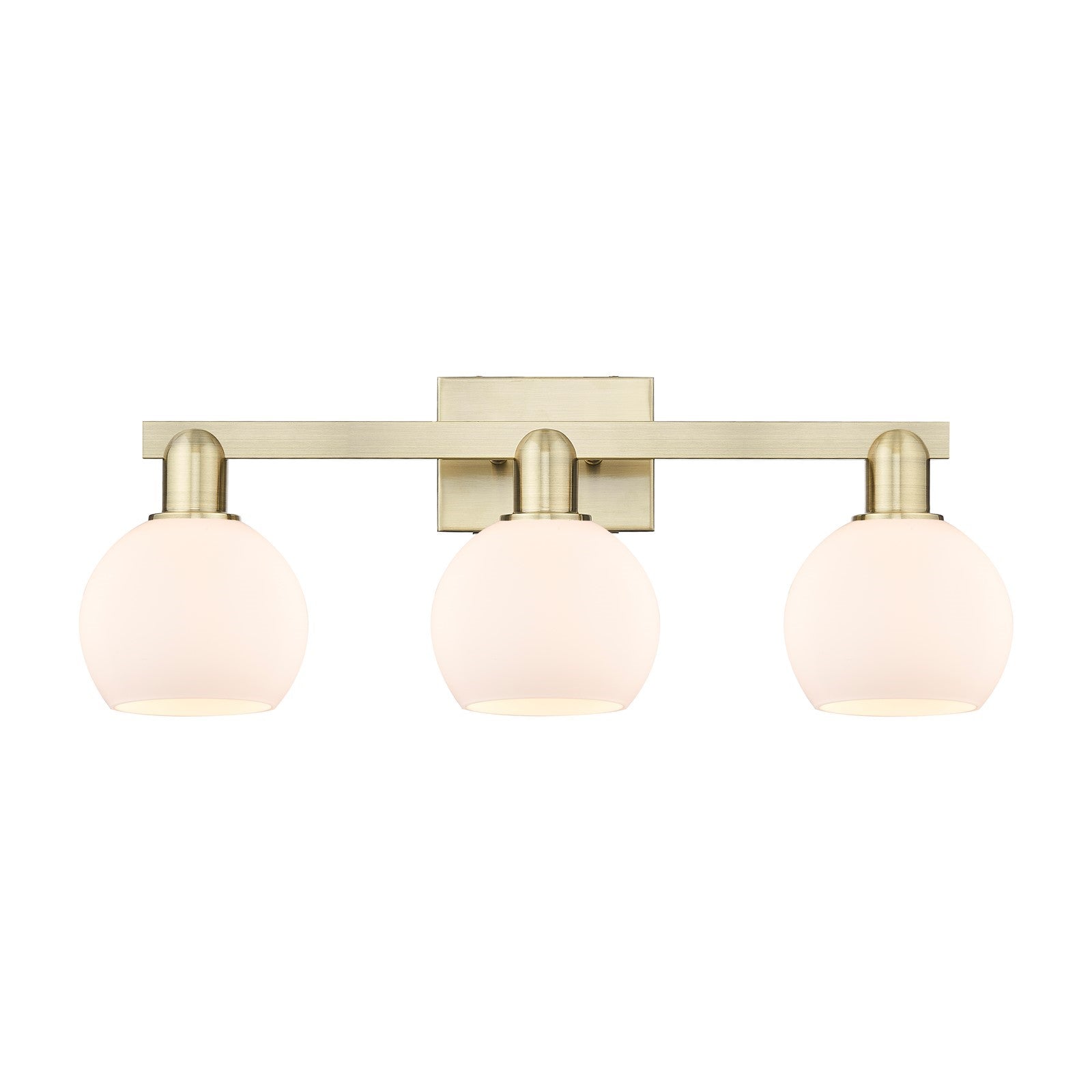 Innovations Athens 25in 3-Light Bath Vanity Light | Industrial Antique Brass and Matte White Glass | Bathroom Vanity | 24.88 x | Model 716-3W-AB-G121-6