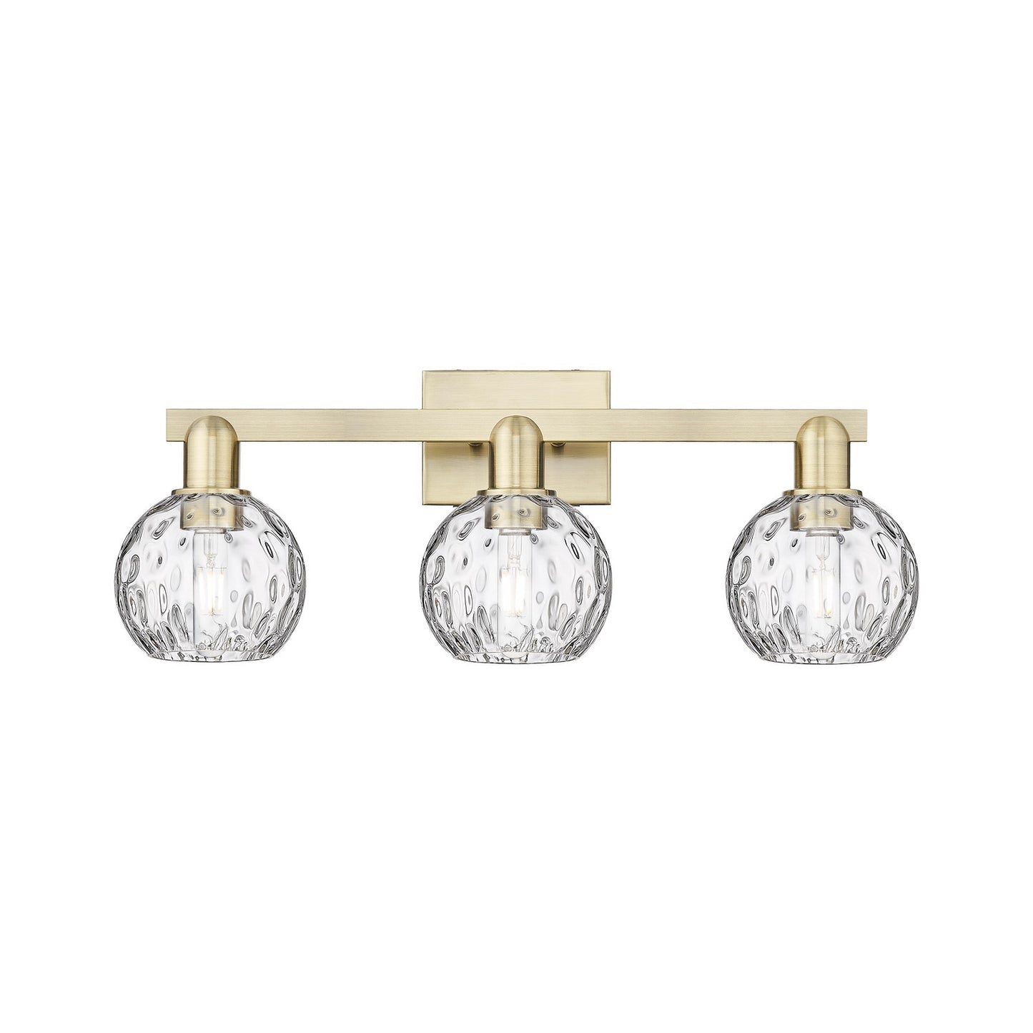 Innovations Athens Water Glass 25in 3-Light Bath Vanity | Industrial Antique Brass and Clear Glass | Bathroom Vanity Light | 25 | Model 716-3W-AB-G1215-6