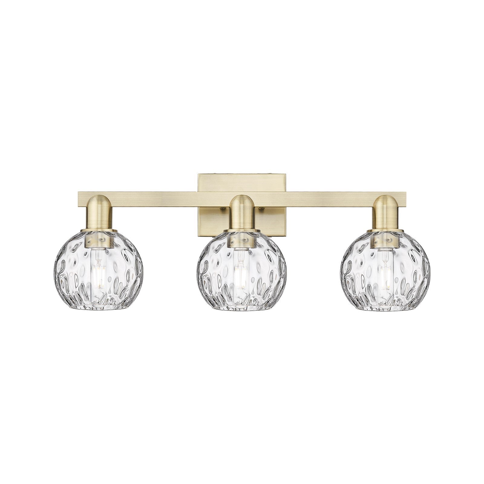 Innovations Athens Water Glass 25in 3-Light Bath Vanity | Industrial Antique Brass and Clear Glass | Bathroom Vanity Light | 25 | Model 716-3W-AB-G1215-6