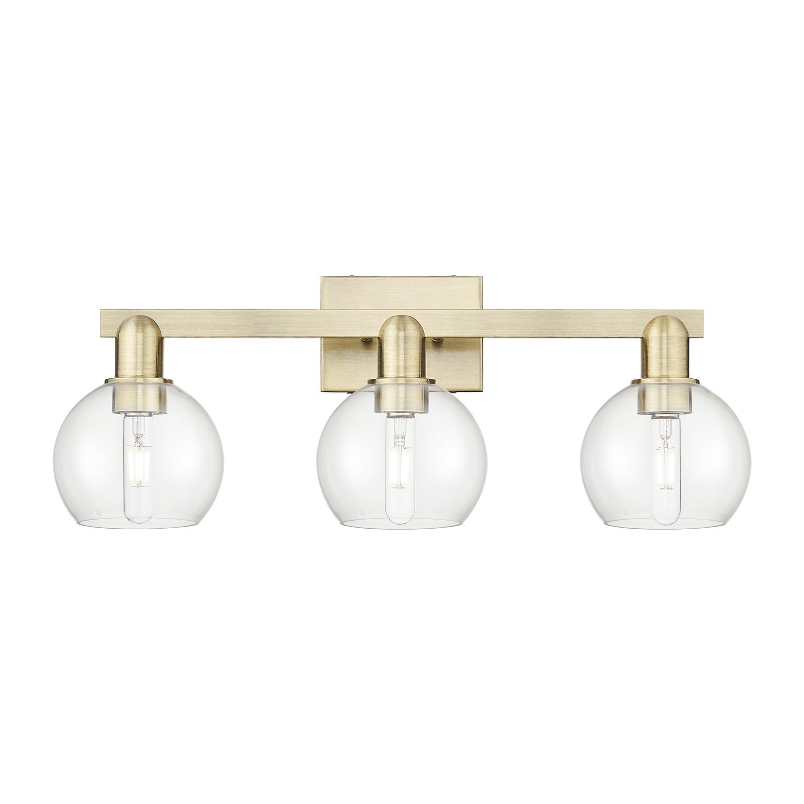 Innovations Athens 25in 3-Light Bath Vanity Light | Industrial Antique Brass and Clear Glass | Bathroom Vanity & Powder Room | Model 716-3W-AB-G122-6
