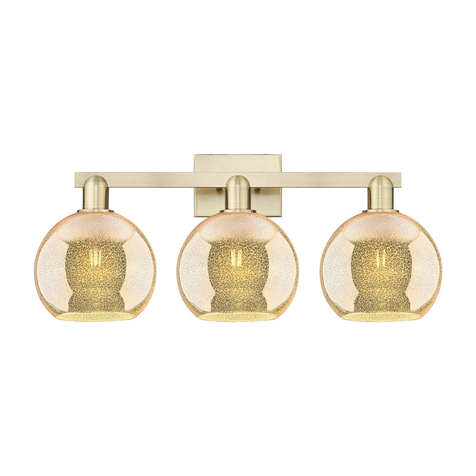 Innovations Athens 27in 3-Light Bath Vanity Light | Industrial Antique Brass Steel and Mercury Glass | Bathroom Vanity | 27 x | Model 716-3W-AB-G128-8