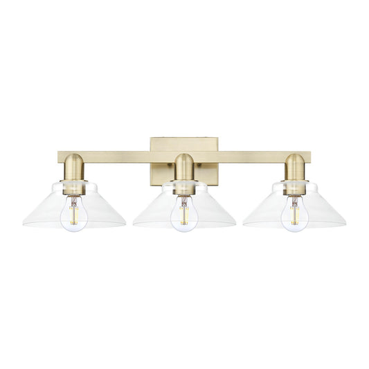 Innovations Orwell 27in 3-Light Bath Vanity Light | Industrial Antique Brass and Clear Glass | Damp Rated Bathroom Vanity | 27.38 x | Model 716-3W-AB-G132