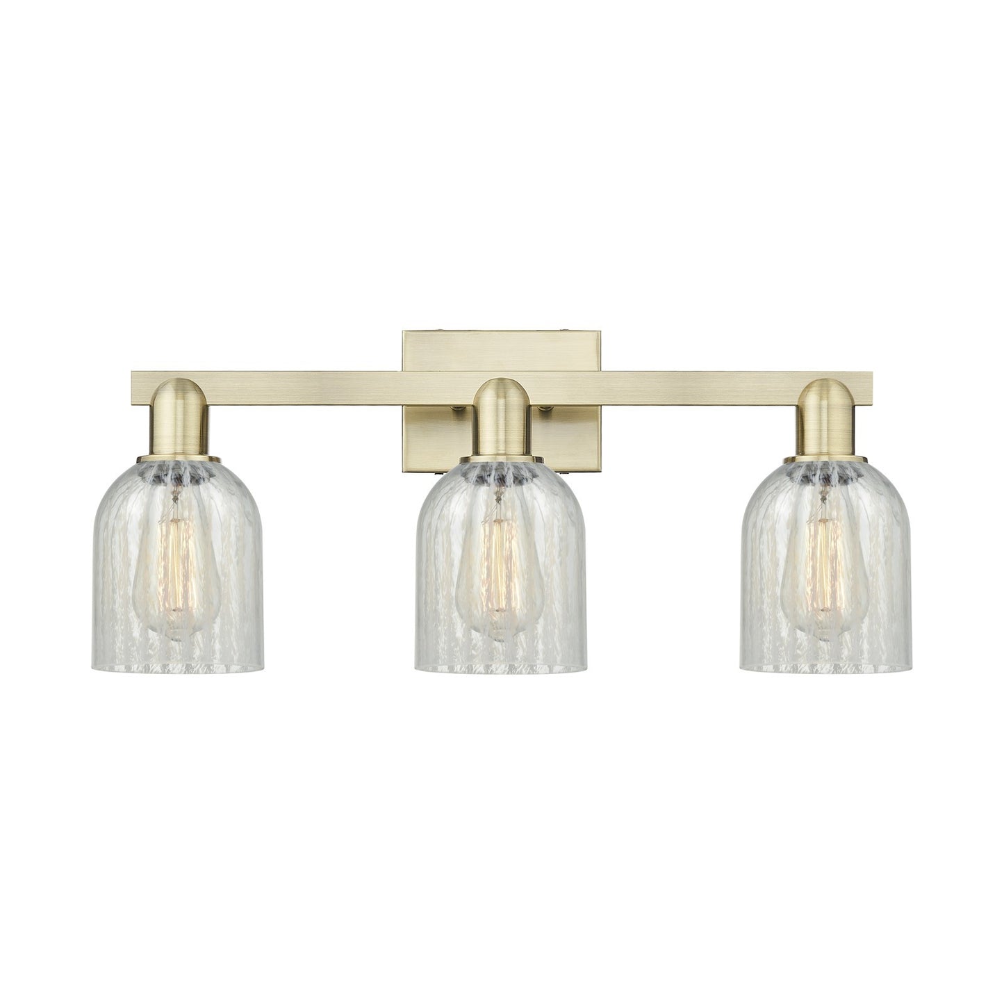 Innovations Caledonia 24in 3-Light Bath Vanity Light | Industrial Antique Brass and Mouchette Glass | Bathroom Vanity | 24 x 10.75 | Model 716-3W-AB-G2511