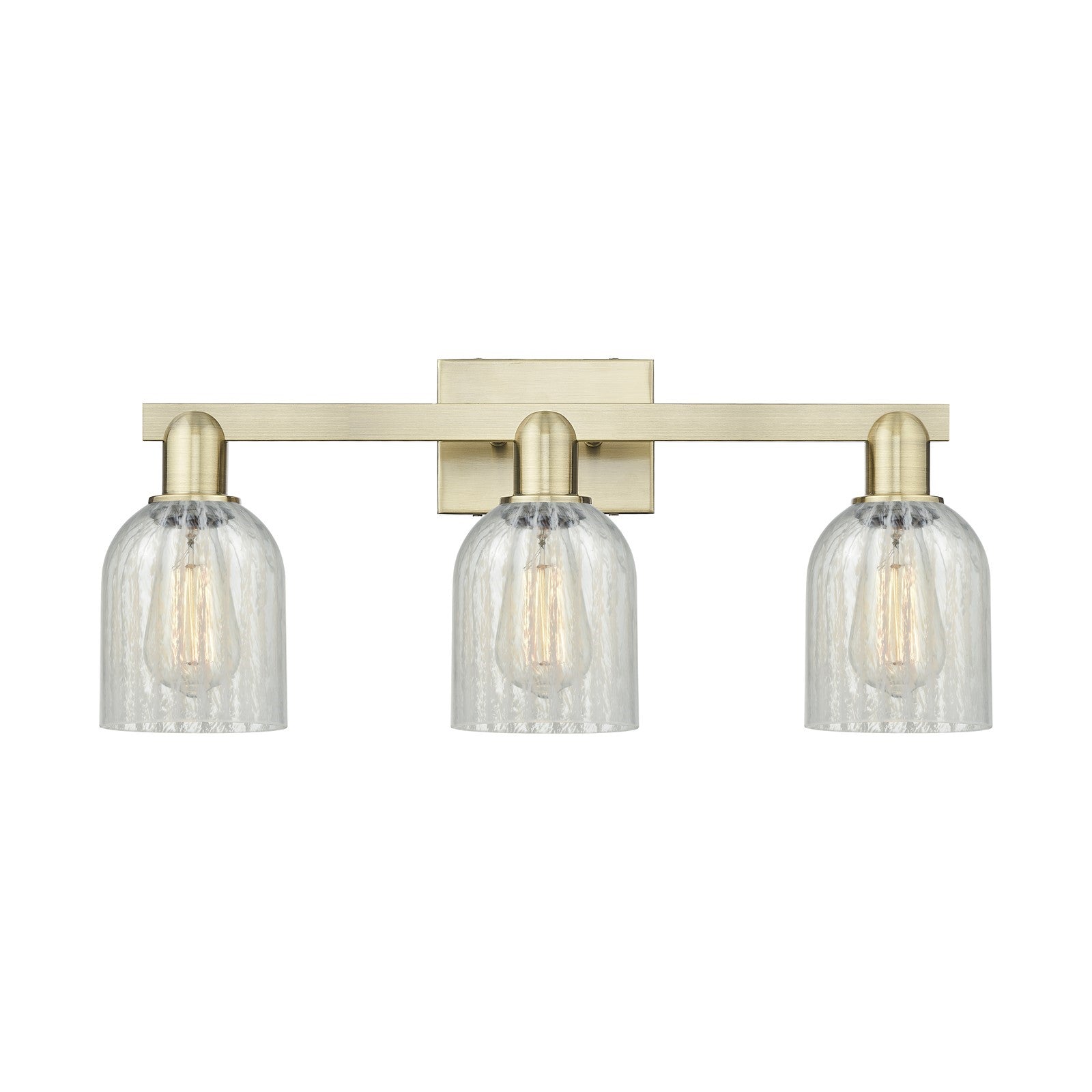 Innovations Caledonia 24in 3-Light Bath Vanity Light | Industrial Antique Brass and Mouchette Glass | Bathroom Vanity | 24 x 10.75 | Model 716-3W-AB-G2511