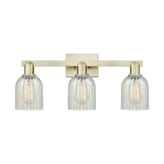 Innovations Caledonia 24in 3-Light Bath Vanity Light | Industrial Antique Brass and Mouchette Glass | Bathroom Vanity | 24 x 10.75 | Model 716-3W-AB-G2511