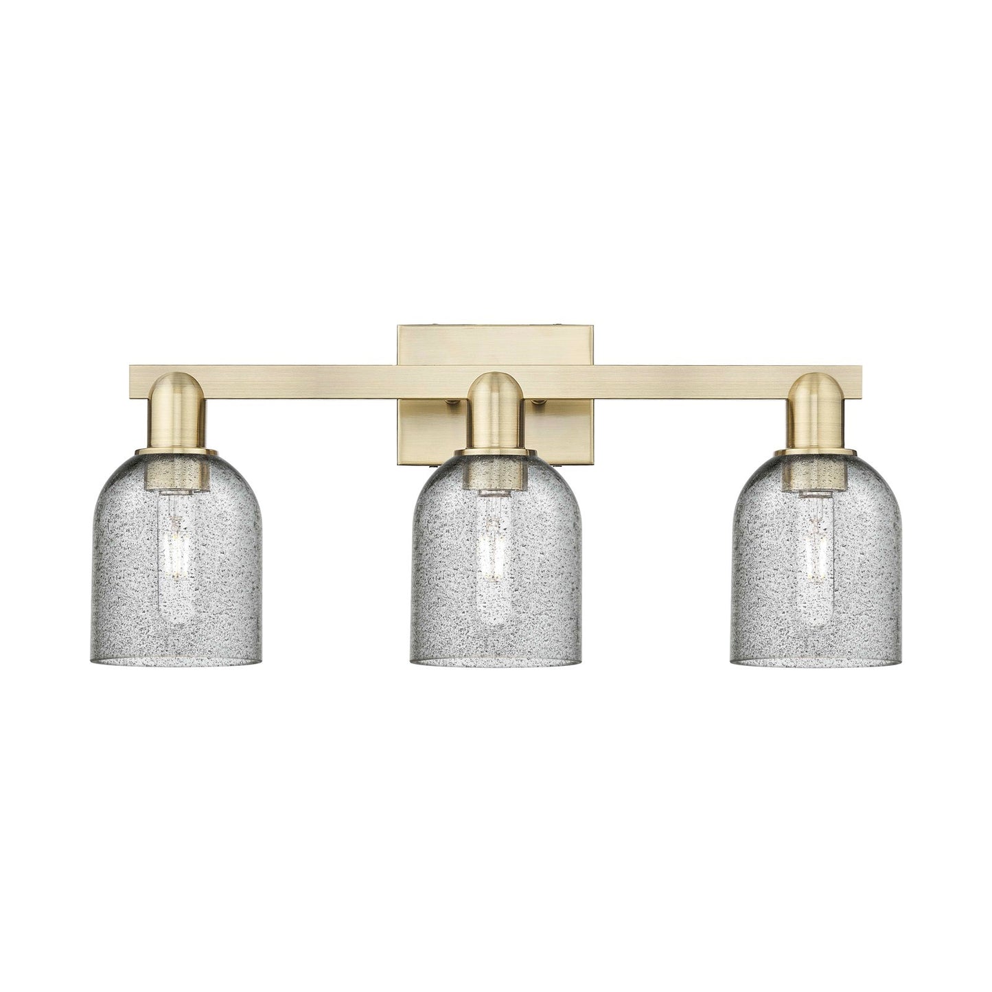 Innovations Lighting Caledonia 24in 3-Light Bath Vanity Light | Industrial Antique Brass and Charcoal Glass | Bathroom Vanity | 24 | Model 716-3W-AB-G257
