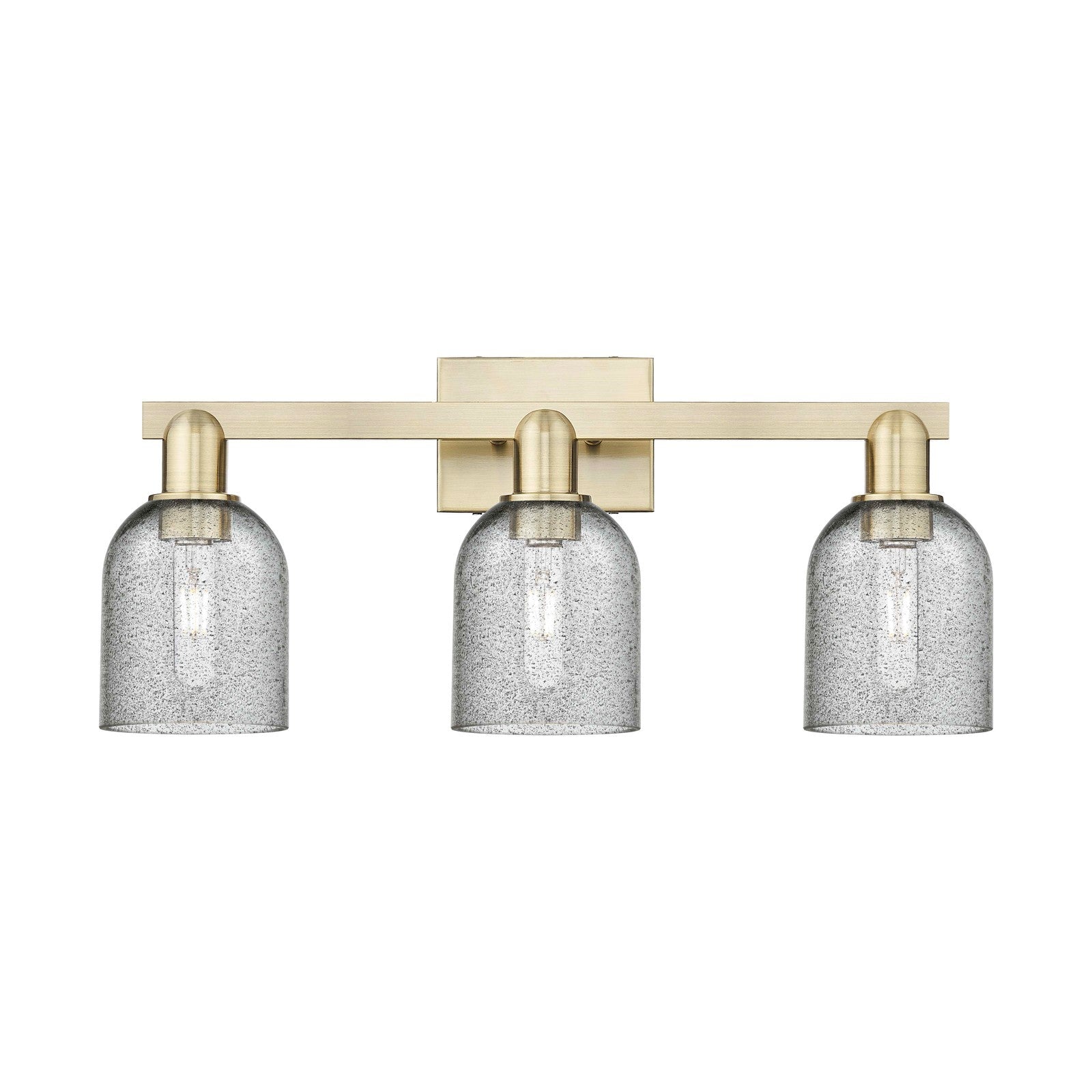 Innovations Lighting Caledonia 24in 3-Light Bath Vanity Light | Industrial Antique Brass and Charcoal Glass | Bathroom Vanity | 24 | Model 716-3W-AB-G257