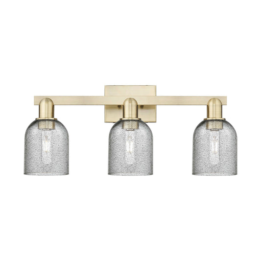 Innovations Lighting Caledonia 24in 3-Light Bath Vanity Light | Industrial Antique Brass and Charcoal Glass | Bathroom Vanity | 24 | Model 716-3W-AB-G257