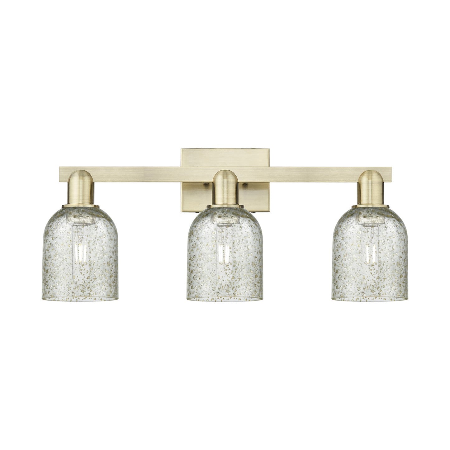 Innovations Lighting Caledonia 24in 3-Light Bath Vanity Light | Industrial Antique Brass Steel and Mica Glass | Bathroom Vanity | Model 716-3W-AB-G259