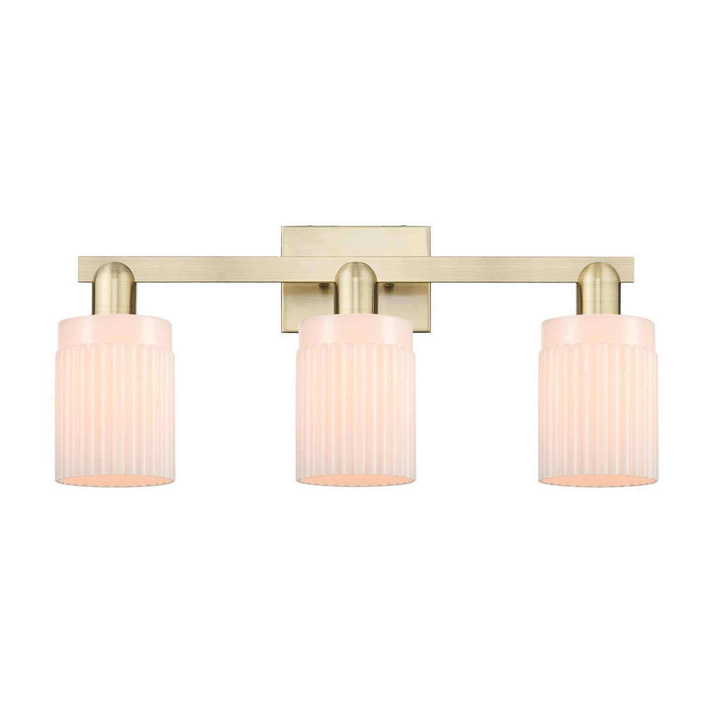 Innovations Hadley 24in 3-Light Bath Vanity Light | Industrial Antique Brass and Matte White Glass | Bathroom Vanity | 23.5 x 10.75 | Model 716-3W-AB-G341