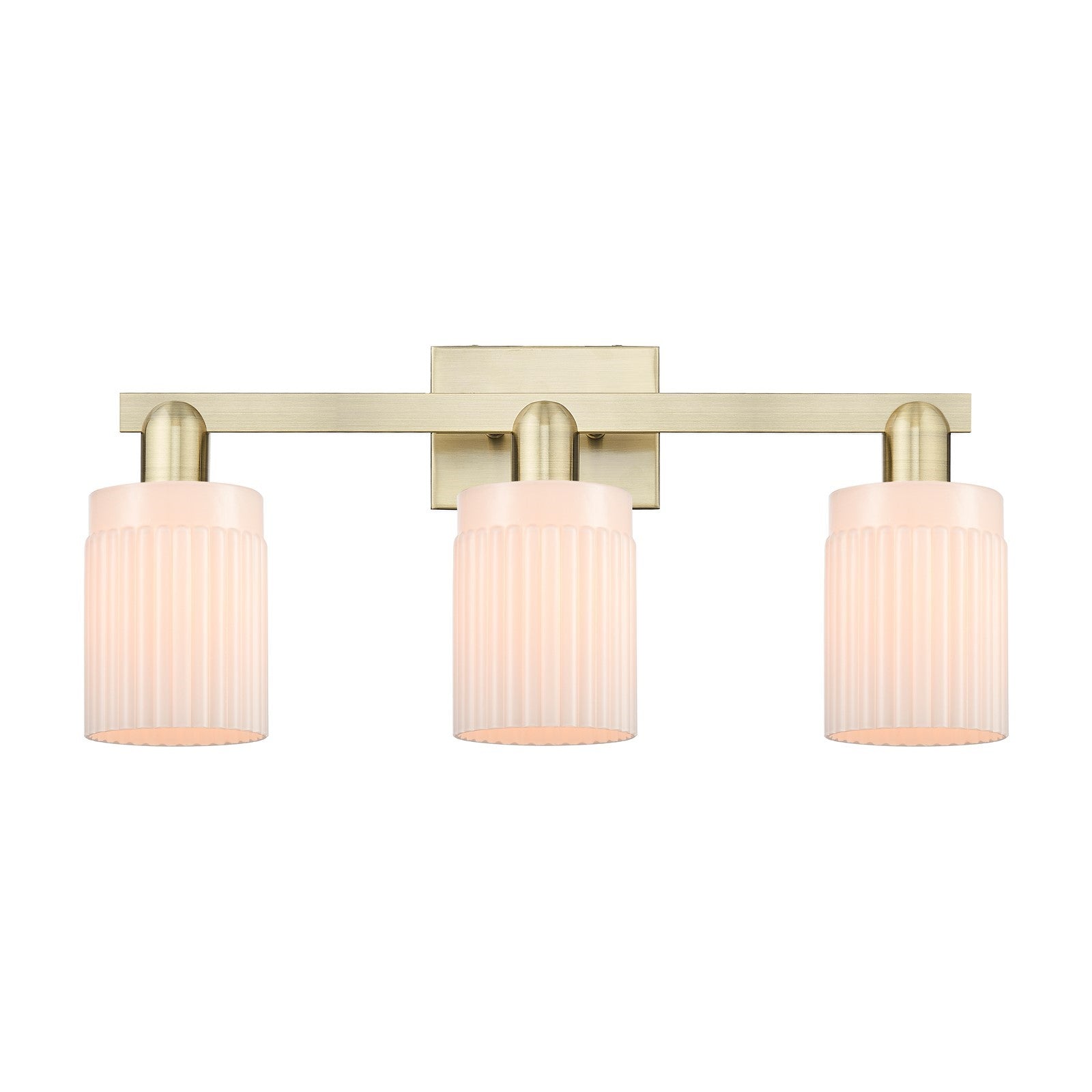 Innovations Hadley 24in 3-Light Bath Vanity Light | Industrial Antique Brass and Matte White Glass | Bathroom Vanity | 23.5 x 10.75 | Model 716-3W-AB-G341