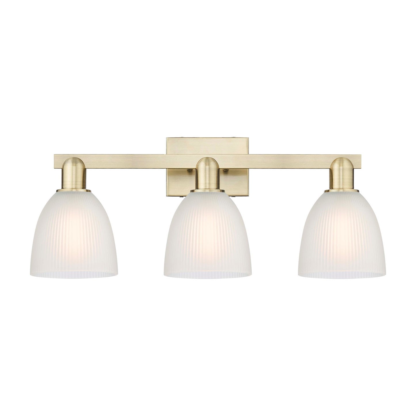 Innovations Castile 25in 3-Light Bath Vanity Light | Industrial Antique Brass and White Glass | Bathroom Vanity | 25 x 10.75 x 7.5 | Model 716-3W-AB-G381