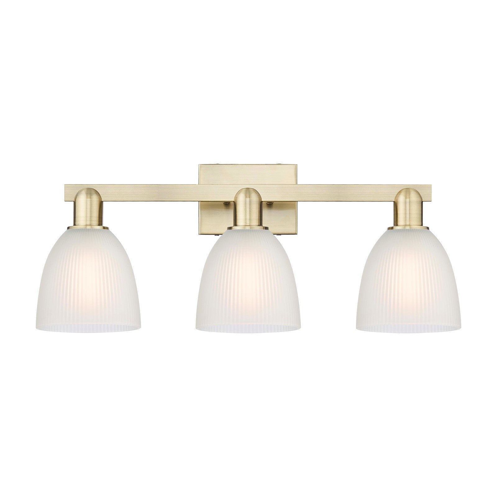 Innovations Castile 25in 3-Light Bath Vanity Light | Industrial Antique Brass and White Glass | Bathroom Vanity | 25 x 10.75 x 7.5 | Model 716-3W-AB-G381