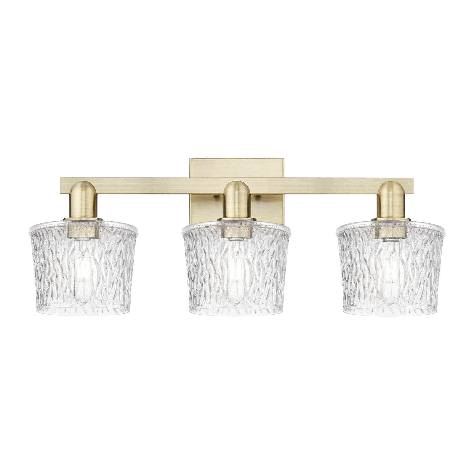 Innovations Niagara 26in 3-Light Bath Vanity Light | Industrial Antique Brass and Clear Glass | Bathroom Vanity | 25.5 x 10.25 in | Model 716-3W-AB-G402