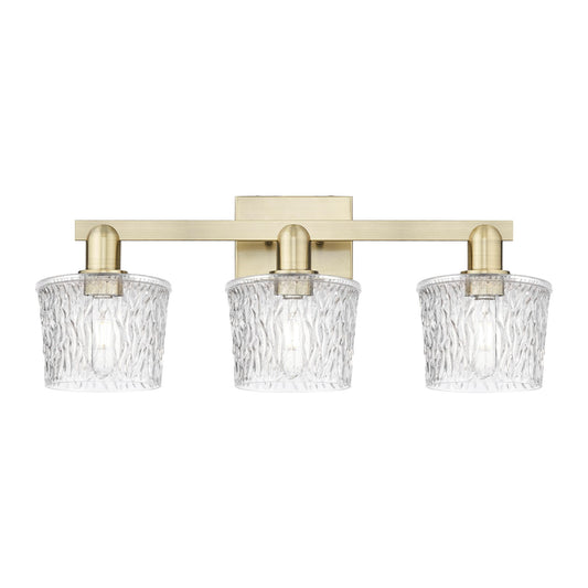 Innovations Niagara 26in 3-Light Bath Vanity Light | Industrial Antique Brass and Clear Glass | Bathroom Vanity | 25.5 x 10.25 in | Model 716-3W-AB-G402