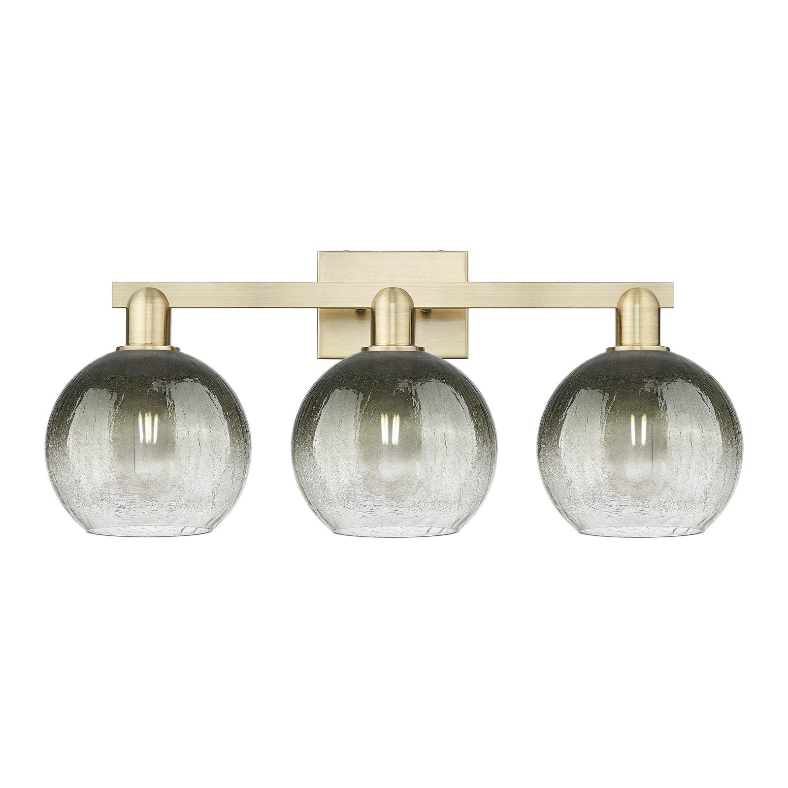 Innovations Brookhaven Globe 27in 3-Light Bath Vanity Light | Industrial Antique Brass and Slate Glass | Damp Rated Bathroom | Model 716-3W-AB-G483-8SL