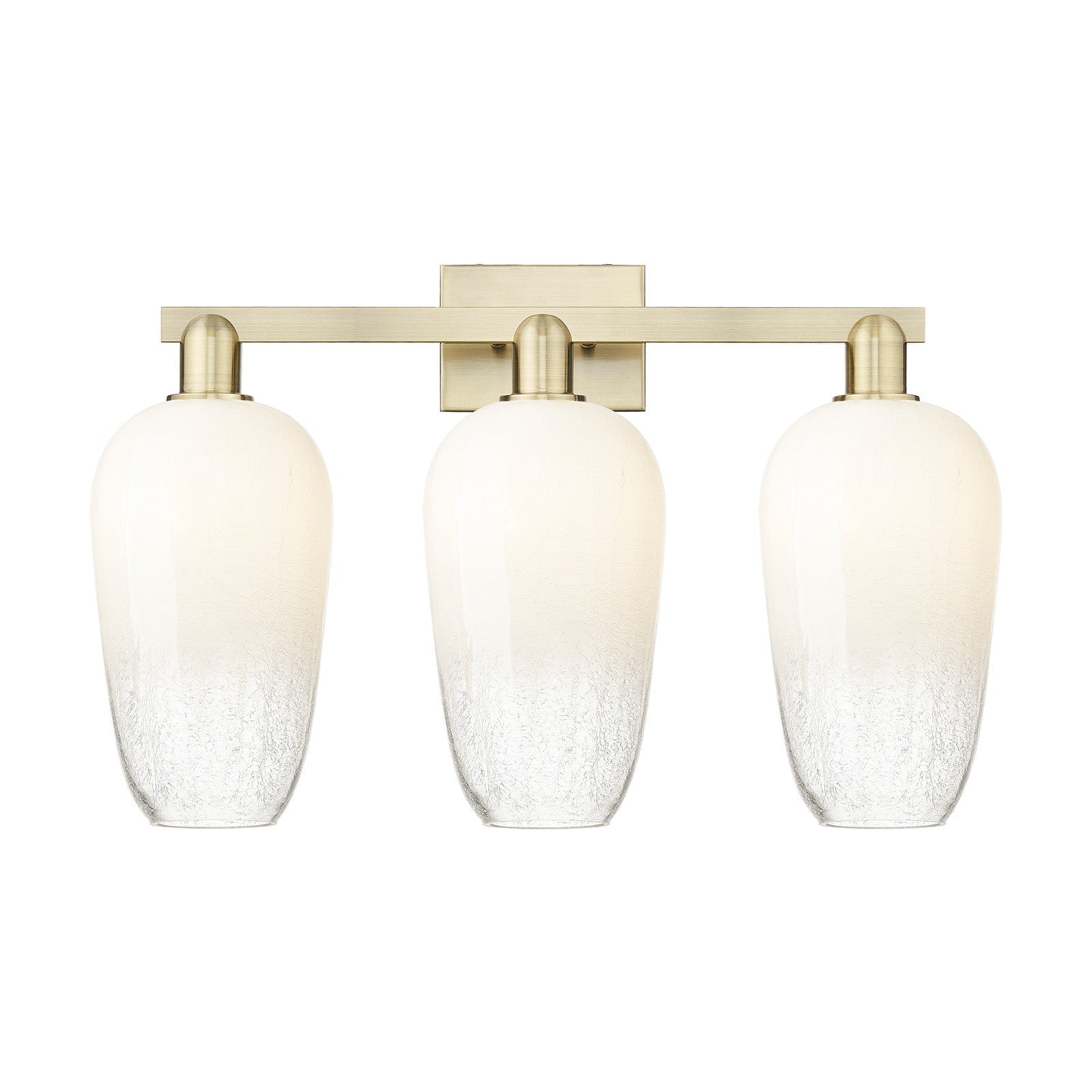 Innovations Brookhaven Flute 26in 3-Light Bath Vanity Light | Industrial Antique Brass Steel and Opal Glass | Damp Rated | Model 716-3W-AB-G484-7OP