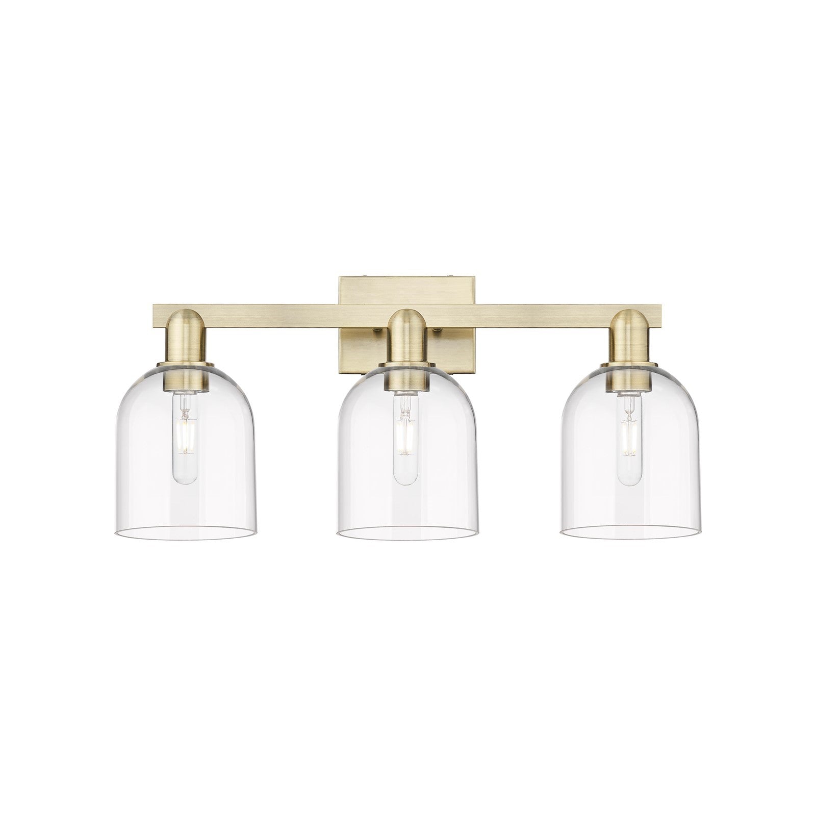Innovations Bella 25in 3-Light Bath Vanity Light | Industrial Antique Brass and Clear Glass | Bathroom Vanity | 24.5 x 11.25 x | Model 716-3W-AB-G558-6CL