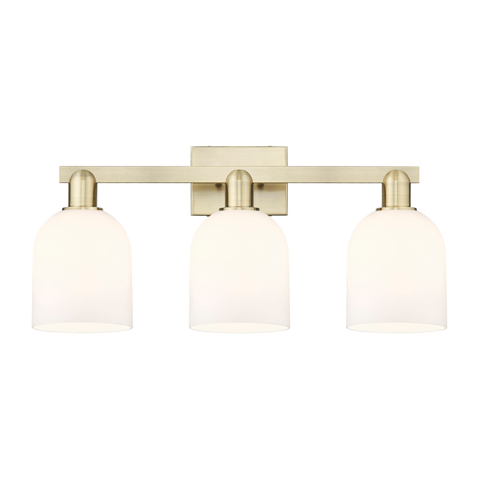 Innovations Bella 25in 3-Light Bath Vanity Light | Industrial Antique Brass and White Glass | Bathroom Vanity | 24.5 x 11.25 x | Model 716-3W-AB-G558-6GWH