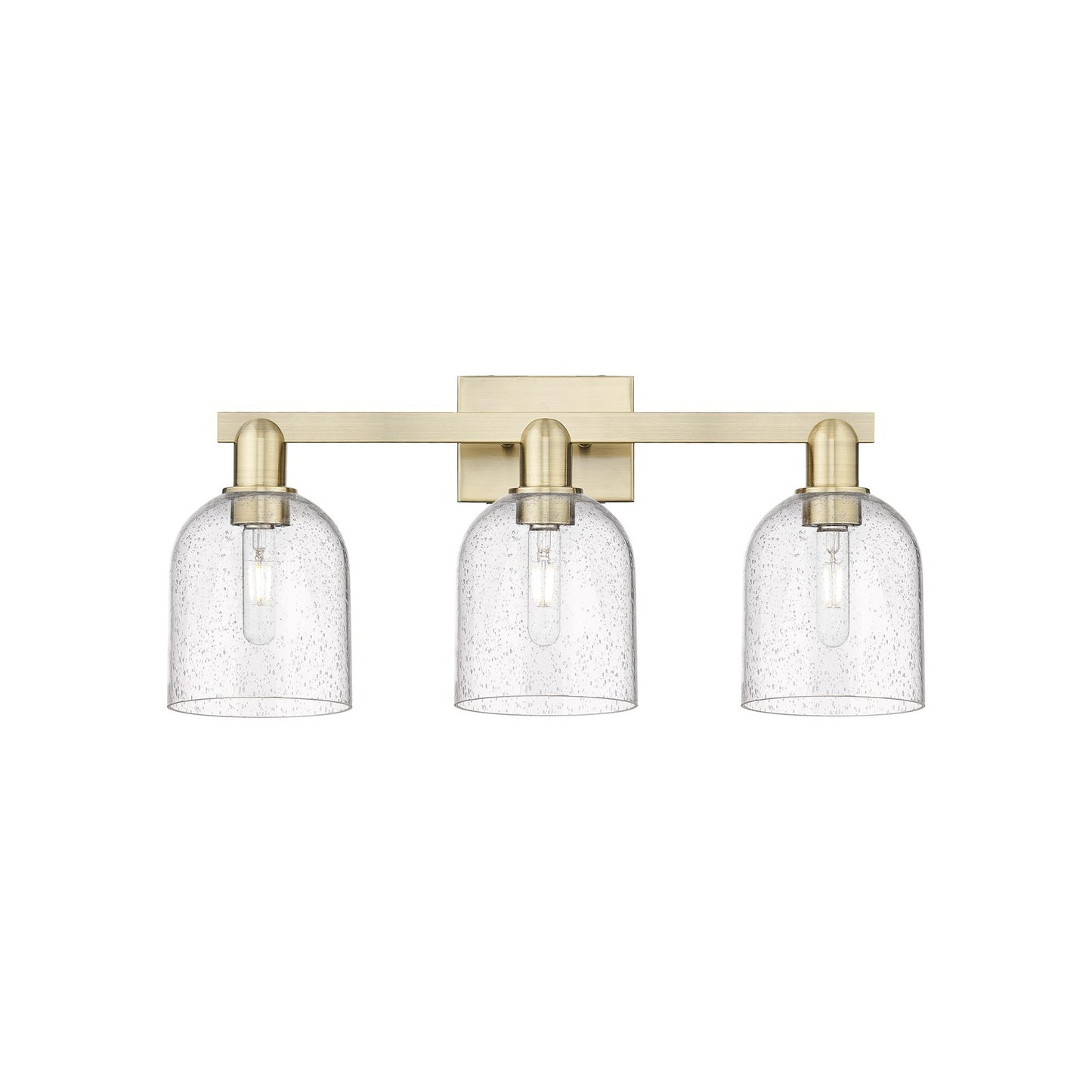 Innovations Bella 25in 3-Light Bath Vanity Light | Industrial Antique Brass and Seedy Glass | Bathroom Vanity | 24.5 x 11.25 x | Model 716-3W-AB-G558-6SDY