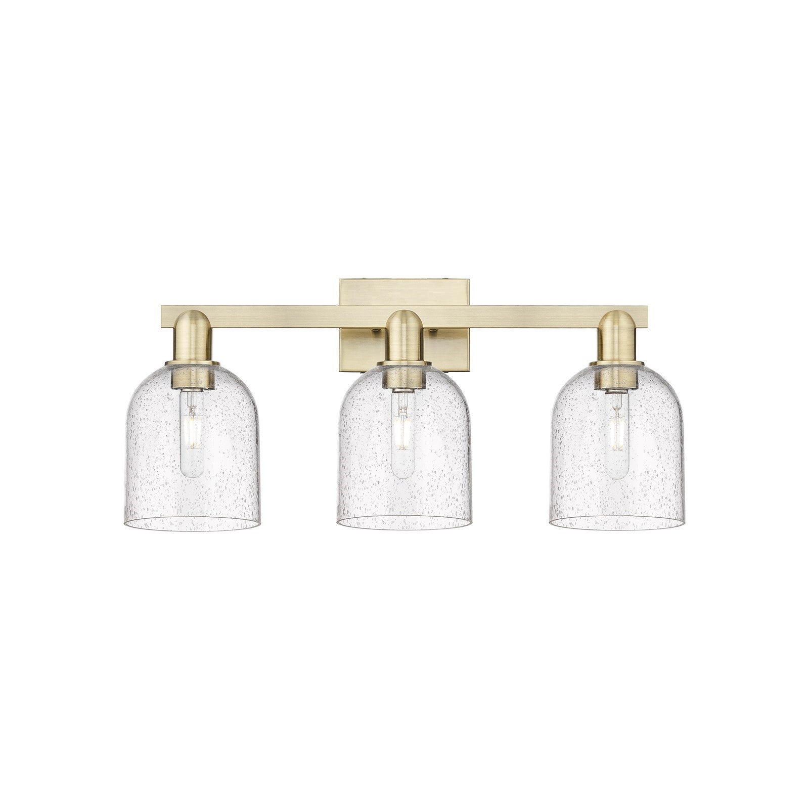 Innovations Bella 25in 3-Light Bath Vanity Light | Industrial Antique Brass and Seedy Glass | Bathroom Vanity | 24.5 x 11.25 x | Model 716-3W-AB-G558-6SDY