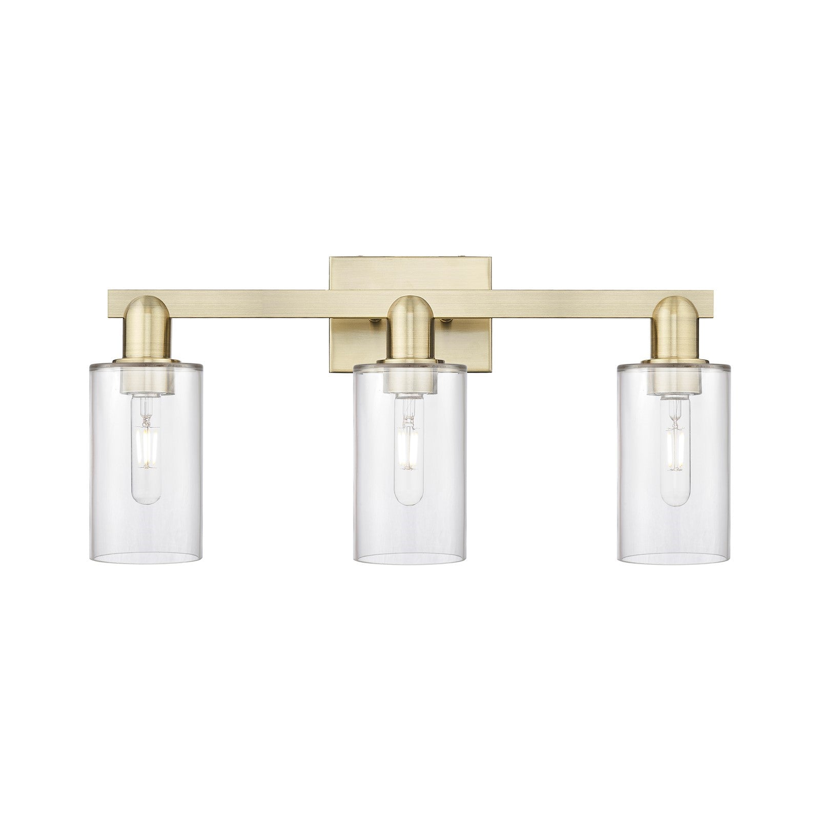 Innovations Clymer 23in 3-Light Bath Vanity Light | Industrial Antique Brass and Clear Glass | Bathroom Vanity | 22.88 x 10.62 x | Model 716-3W-AB-G802
