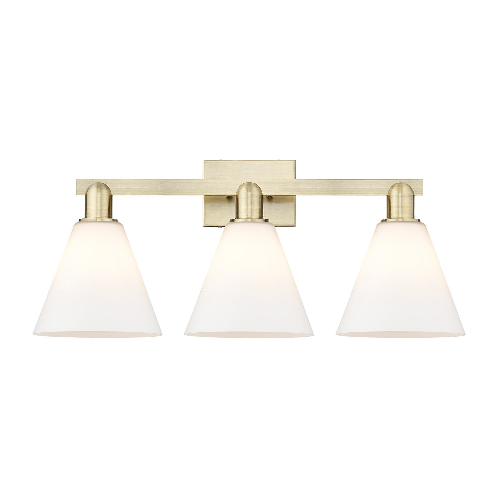 Innovations Berkshire Glass 26in 3-Light Bath Vanity Light | Industrial Antique Brass and Matte White Glass | Bathroom Vanity | Model 716-3W-AB-GBC-81