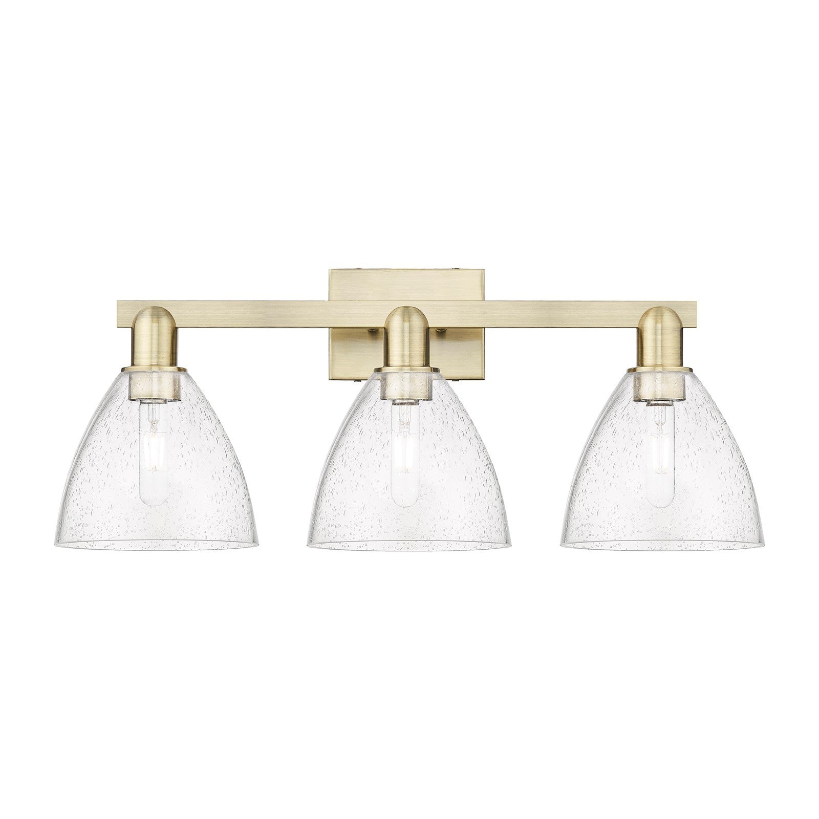 Innovations Bristol 27in 3-Light Bath Vanity Light | Industrial Antique Brass and Seedy Glass | Bathroom Vanity | 26.5 x 11.25 x | Model 716-3W-AB-GBD-754