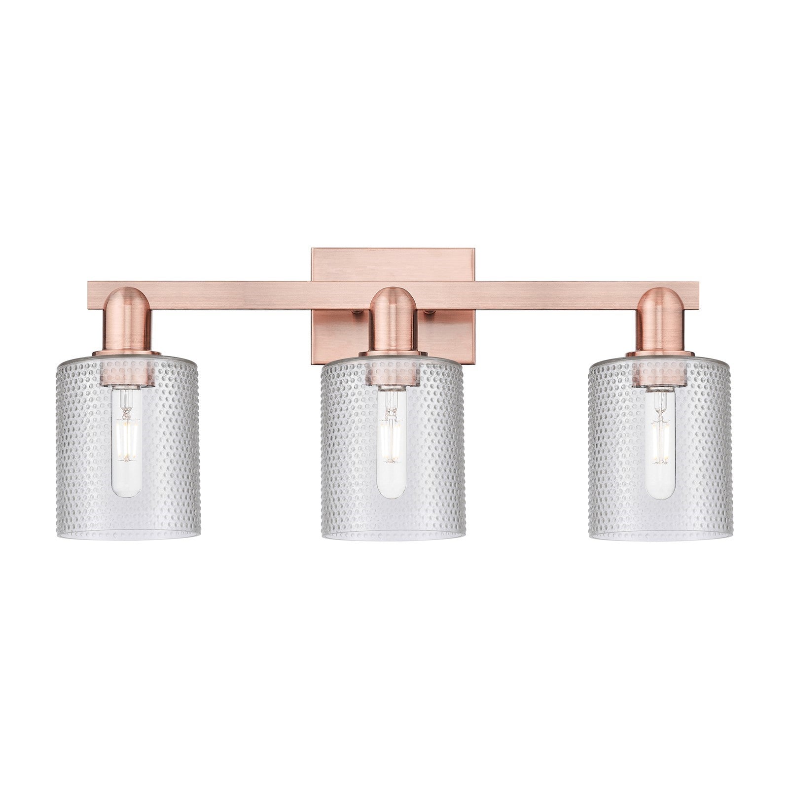Innovations Cobbleskill 24in 3-Light Bath Vanity Light | Industrial Antique Copper Steel and Clear Glass | Bathroom Vanity & Powder | Model 716-3W-AC-G112