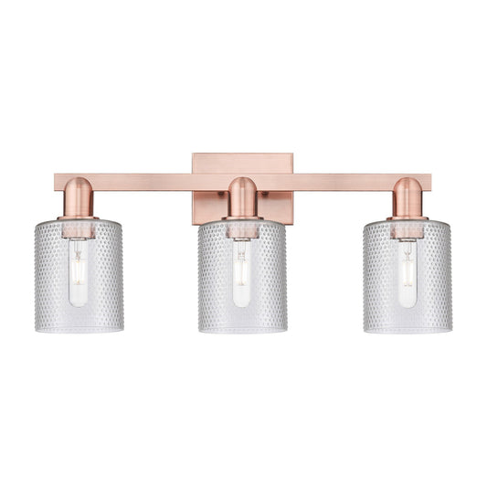 Innovations Cobbleskill 24in 3-Light Bath Vanity Light | Industrial Antique Copper Steel and Clear Glass | Bathroom Vanity & Powder | Model 716-3W-AC-G112