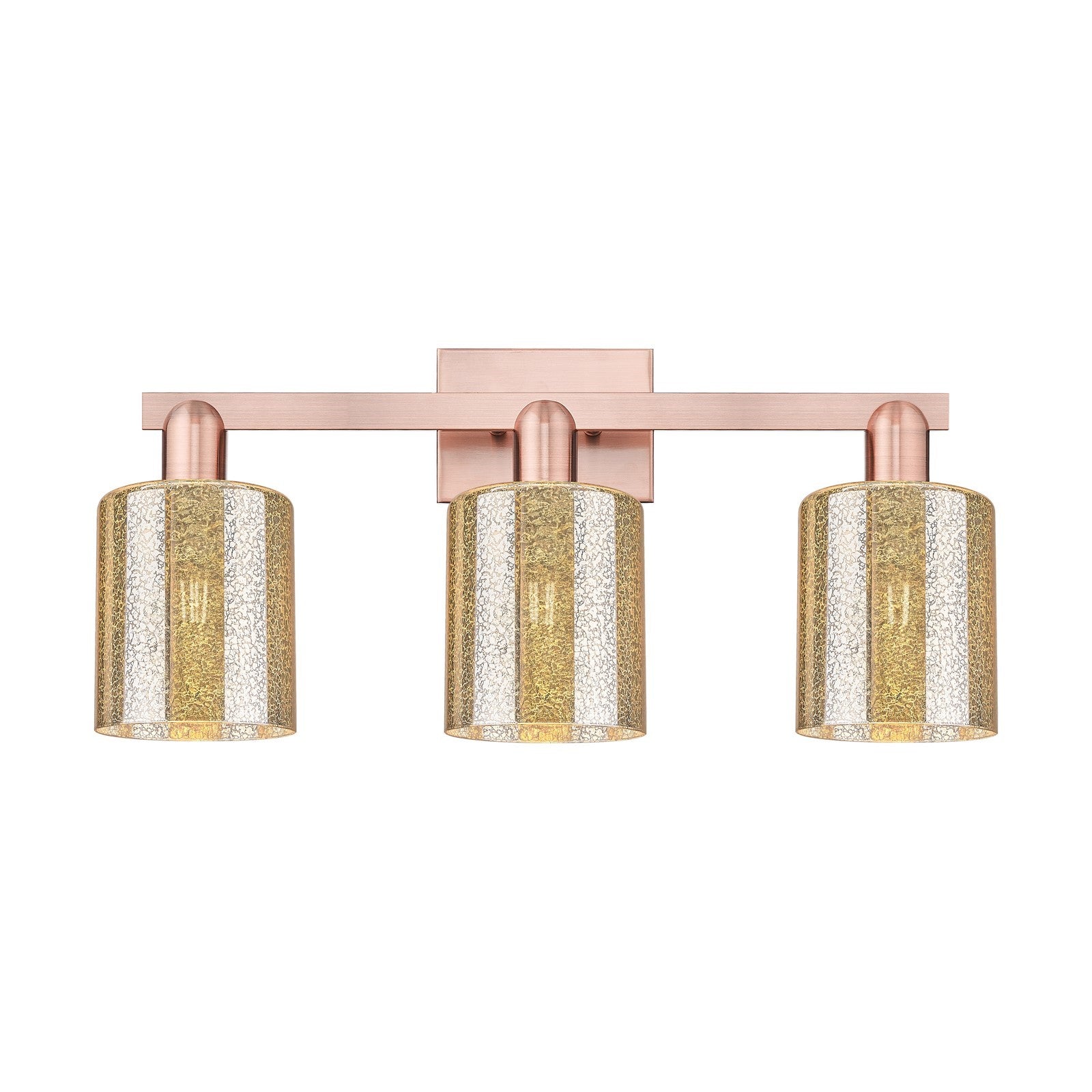 Innovations Cobbleskill 24in 3-Light Bath Vanity Light | Industrial Antique Copper Steel and Mercury Glass | Bathroom Vanity | 24 x | Model 716-3W-AC-G116