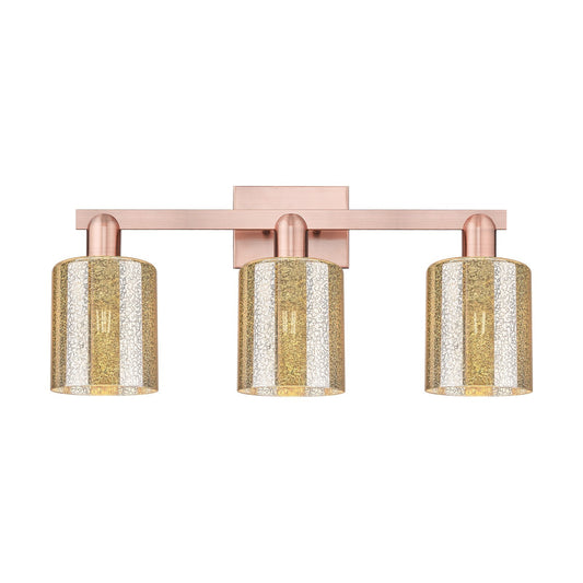 Innovations Cobbleskill 24in 3-Light Bath Vanity Light | Industrial Antique Copper Steel and Mercury Glass | Bathroom Vanity | 24 x | Model 716-3W-AC-G116