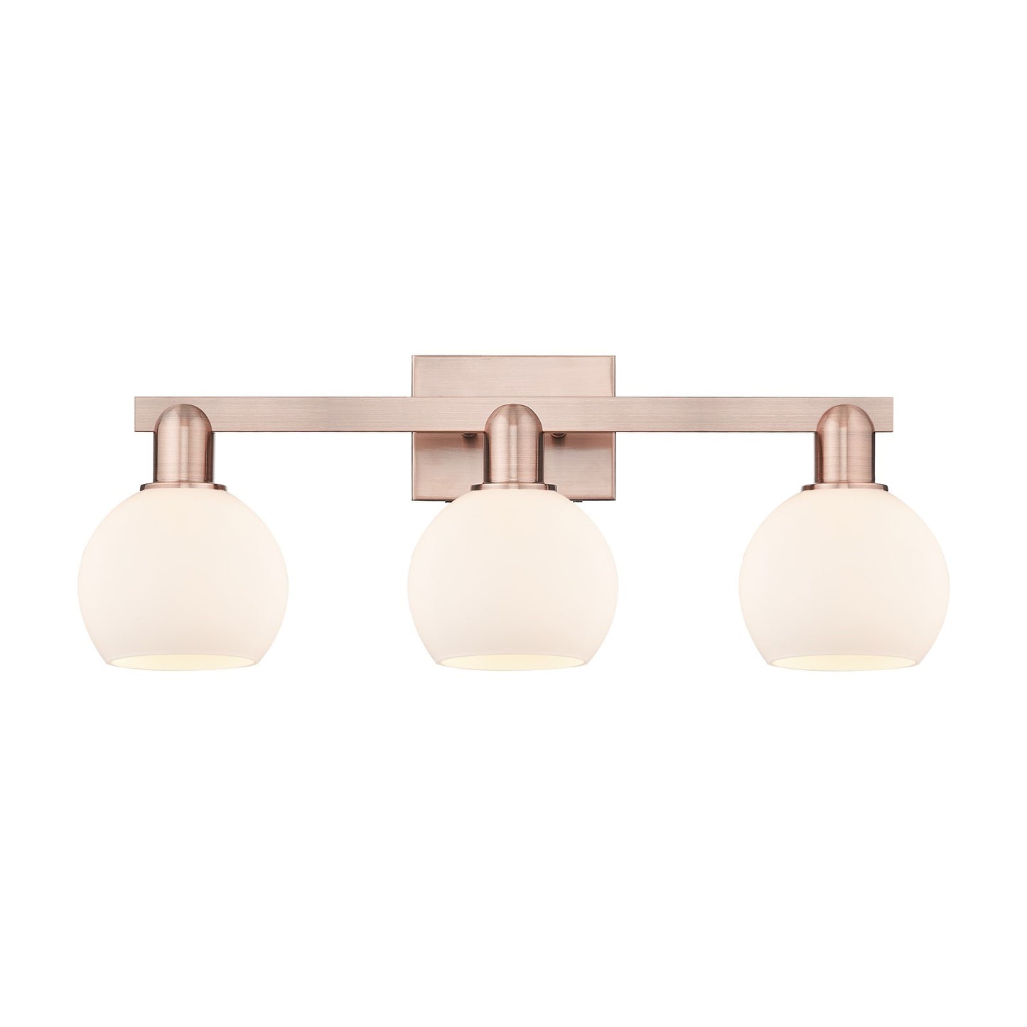 Innovations Athens 25in 3-Light Bath Vanity | Industrial Antique Copper Steel and Matte White Glass | Bathroom Vanity & Powder | Model 716-3W-AC-G121-6
