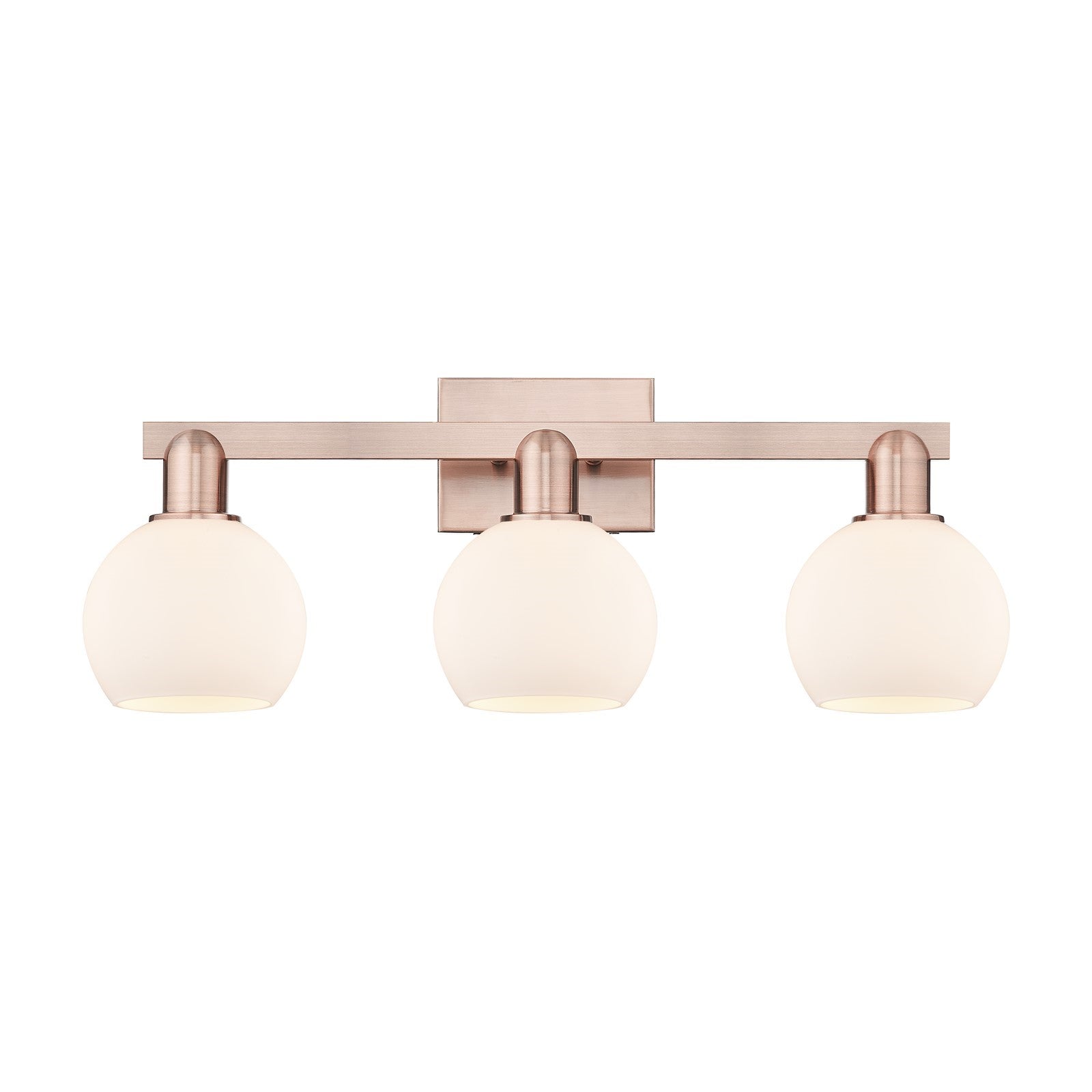 Innovations Athens 25in 3-Light Bath Vanity | Industrial Antique Copper Steel and Matte White Glass | Bathroom Vanity & Powder | Model 716-3W-AC-G121-6