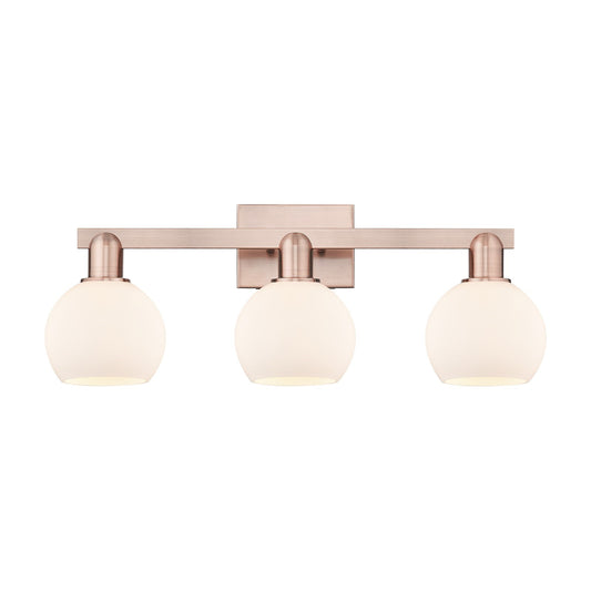 Innovations Athens 25in 3-Light Bath Vanity | Industrial Antique Copper Steel and Matte White Glass | Bathroom Vanity & Powder | Model 716-3W-AC-G121-6