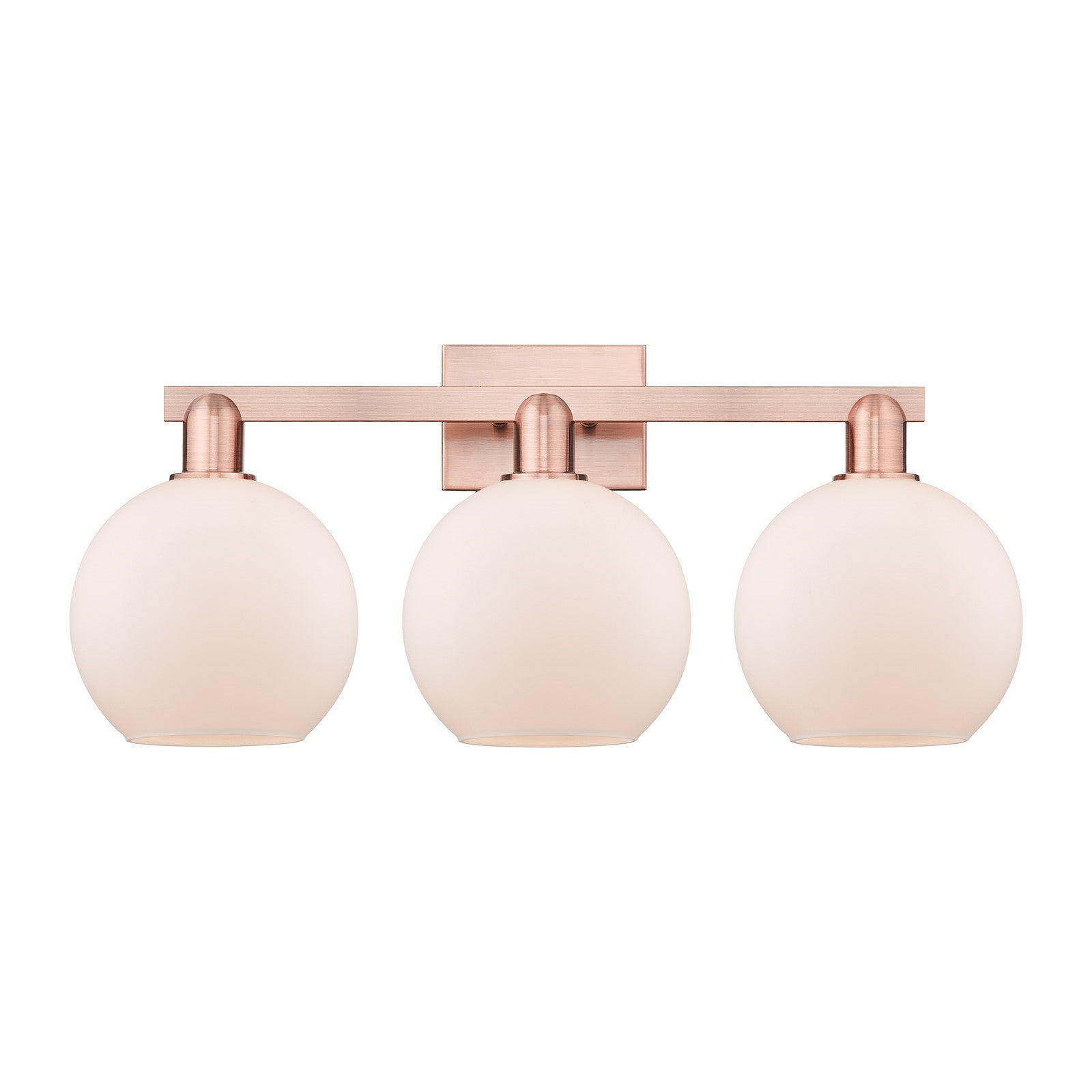 Innovations Athens 27in 3-Light Bath Vanity Light | Industrial Antique Copper Steel and Matte White Glass | Bathroom Vanity & | Model 716-3W-AC-G121-8