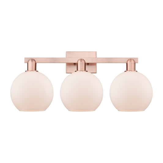 Innovations Athens 27in 3-Light Bath Vanity Light | Industrial Antique Copper Steel and Matte White Glass | Bathroom Vanity & | Model 716-3W-AC-G121-8