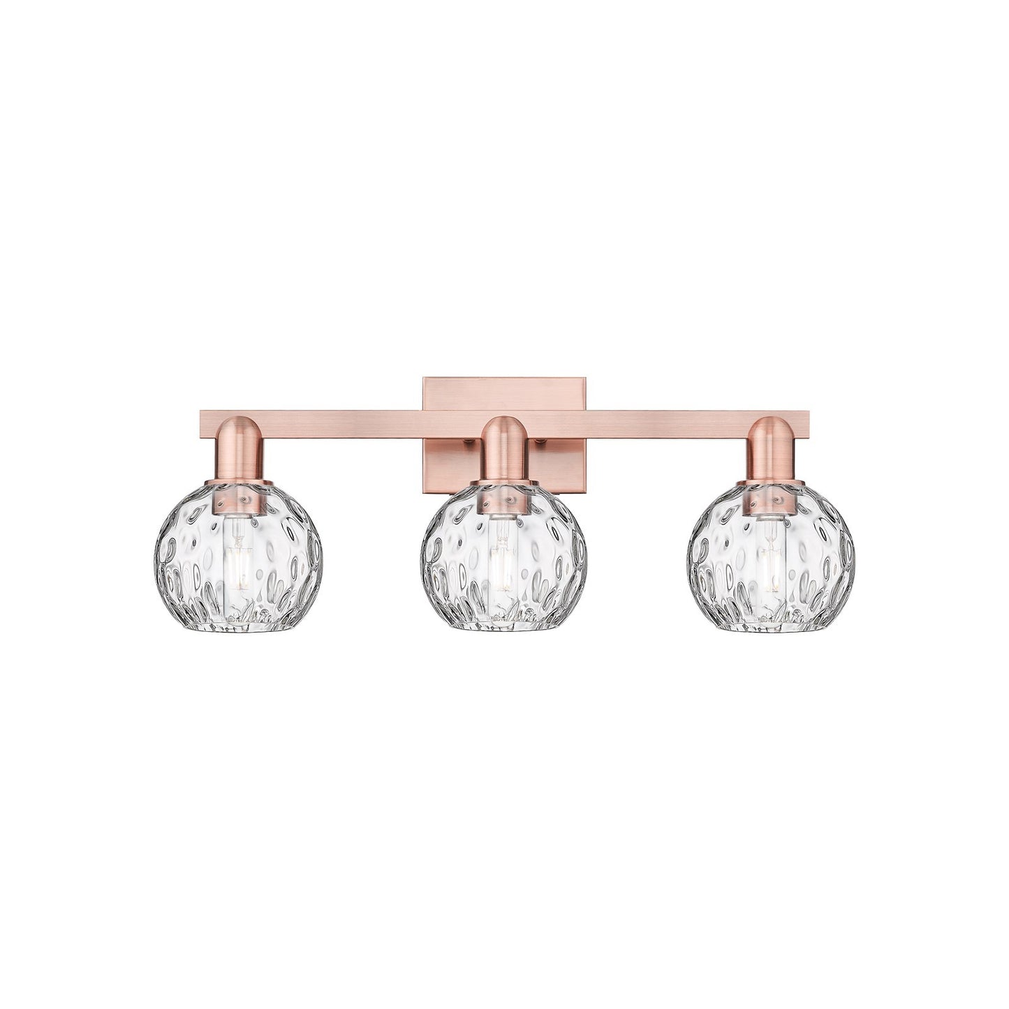 Innovations Athens Water Glass 25in 3-Light Bath Vanity | Industrial Antique Copper and Clear Glass | Bathroom Vanity | 25 x | Model 716-3W-AC-G1215-6