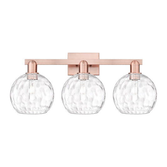 Innovations Athens Water Glass 27in 3-Light Bath Vanity | Industrial Antique Copper Steel and Clear Water Glass | Bathroom | Model 716-3W-AC-G1215-8
