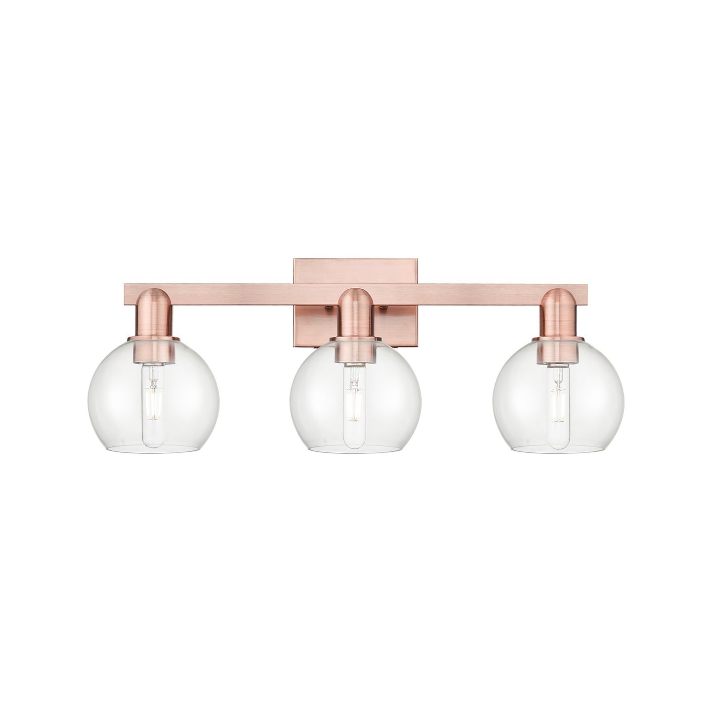 Innovations Athens 25in 3-Light Bath Vanity | Industrial Antique Copper Steel and Clear Glass | Bathroom Vanity Light | 24.88 x | Model 716-3W-AC-G122-6