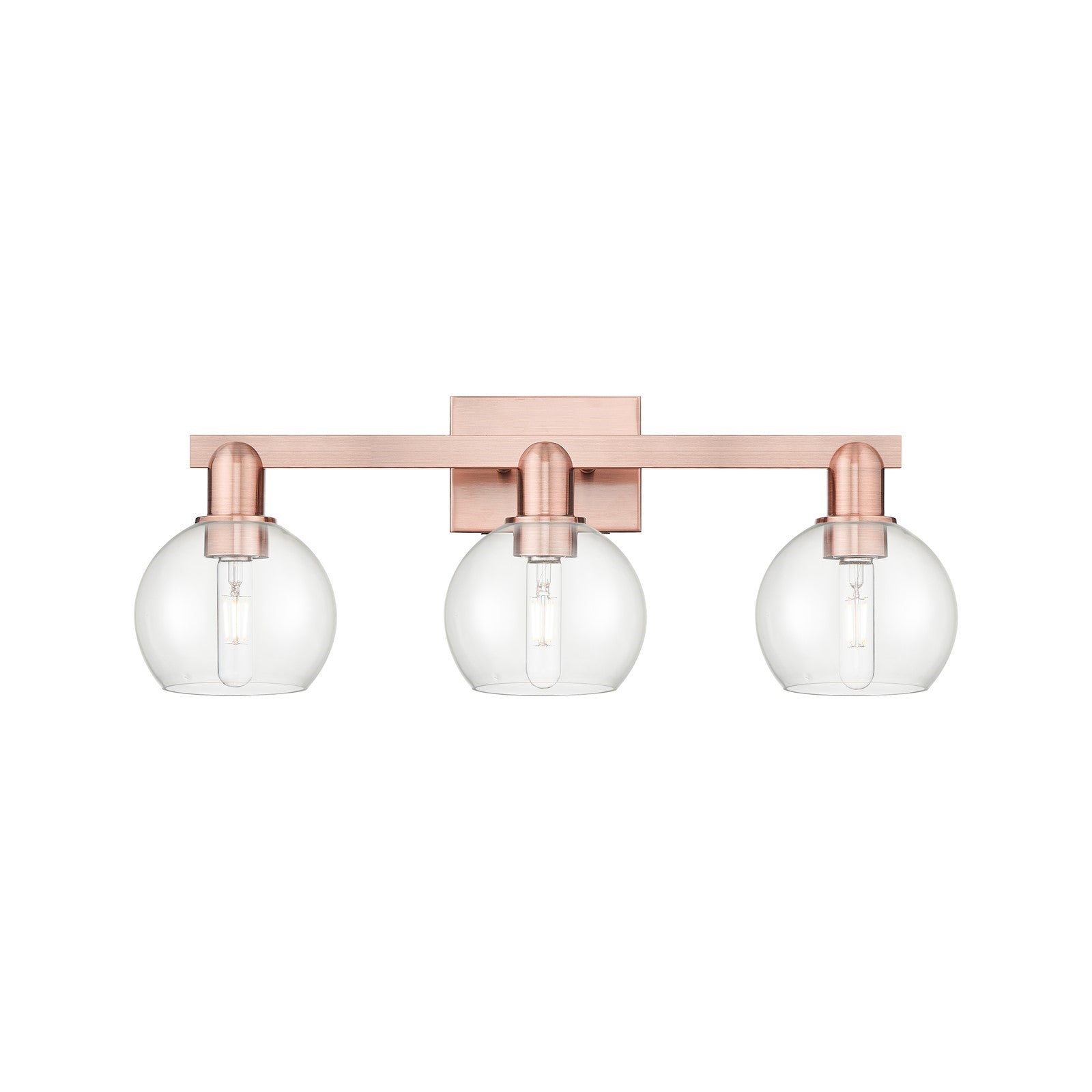 Innovations Athens 25in 3-Light Bath Vanity | Industrial Antique Copper Steel and Clear Glass | Bathroom Vanity Light | 24.88 x | Model 716-3W-AC-G122-6