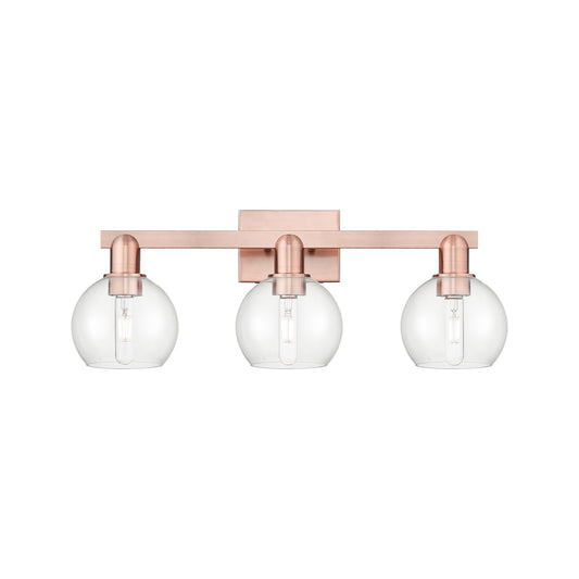 Innovations Athens 25in 3-Light Bath Vanity | Industrial Antique Copper Steel and Clear Glass | Bathroom Vanity Light | 24.88 x | Model 716-3W-AC-G122-6