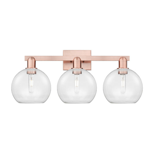 Innovations Athens 27in 3-Light Bath Vanity Light | Industrial Antique Copper Steel and Clear Glass | Bathroom Vanity & Powder | Model 716-3W-AC-G122-8