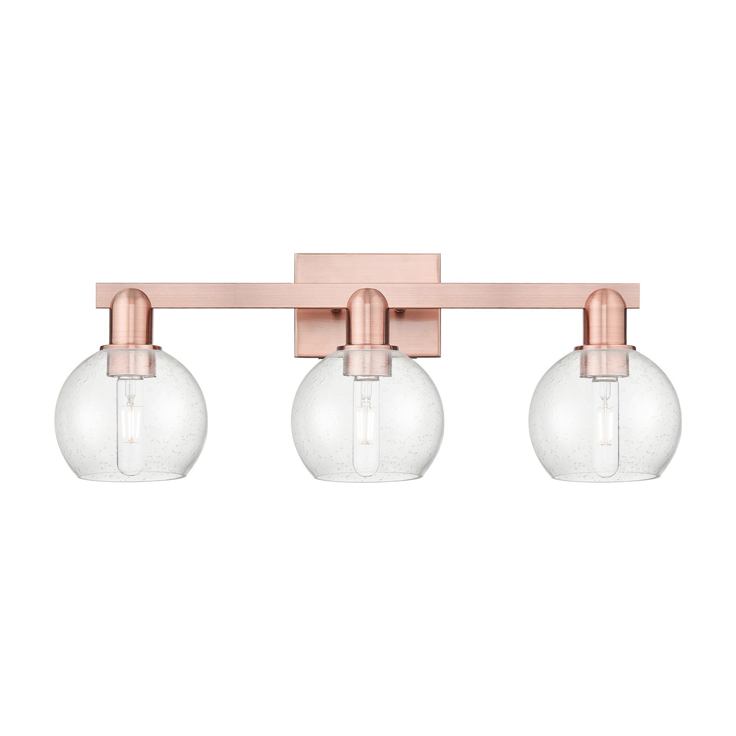 Innovations Athens 25in 3-Light Bath Vanity | Industrial Antique Copper Steel and Seedy Glass | Bathroom Vanity | 24.88 x 7.44 x | Model 716-3W-AC-G124-6