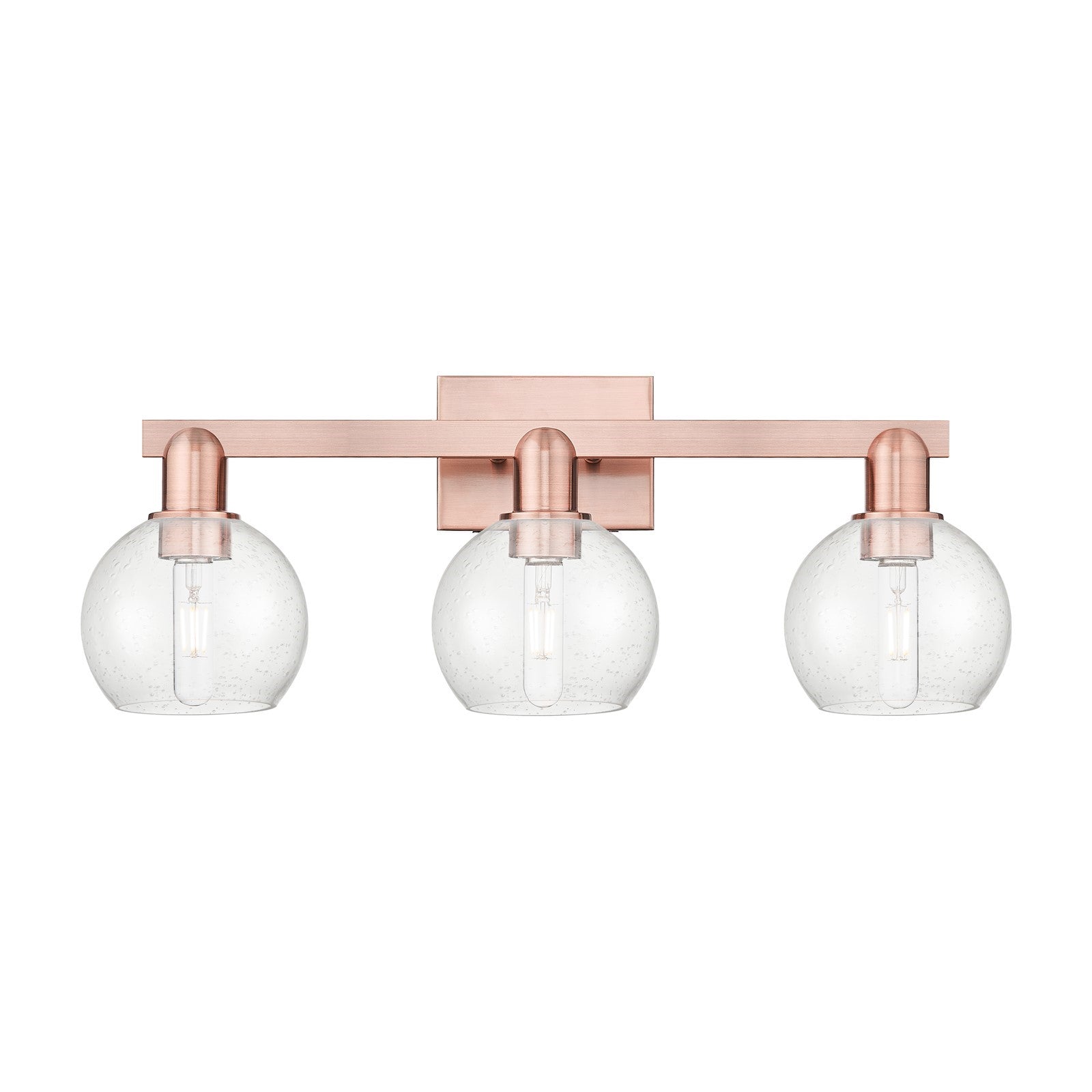Innovations Athens 25in 3-Light Bath Vanity | Industrial Antique Copper Steel and Seedy Glass | Bathroom Vanity | 24.88 x 7.44 x | Model 716-3W-AC-G124-6